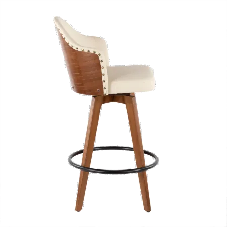 Ahoy Walnut and White 26 Inch Swivel Counter Height Stool