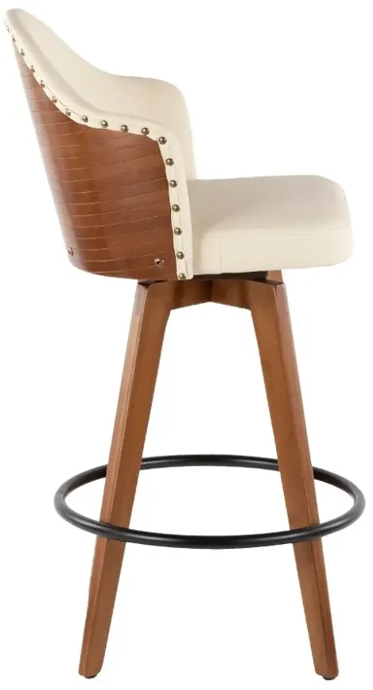 Ahoy Walnut and White 26 Inch Swivel Counter Height Stool