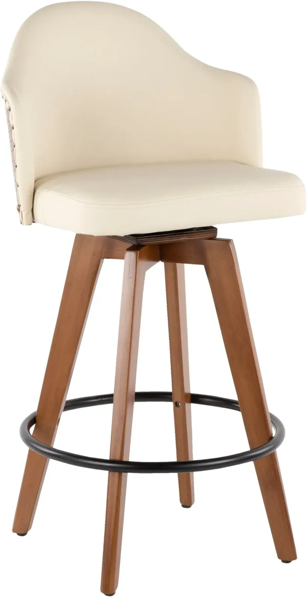 Ahoy Walnut and White 26 Inch Swivel Counter Height Stool