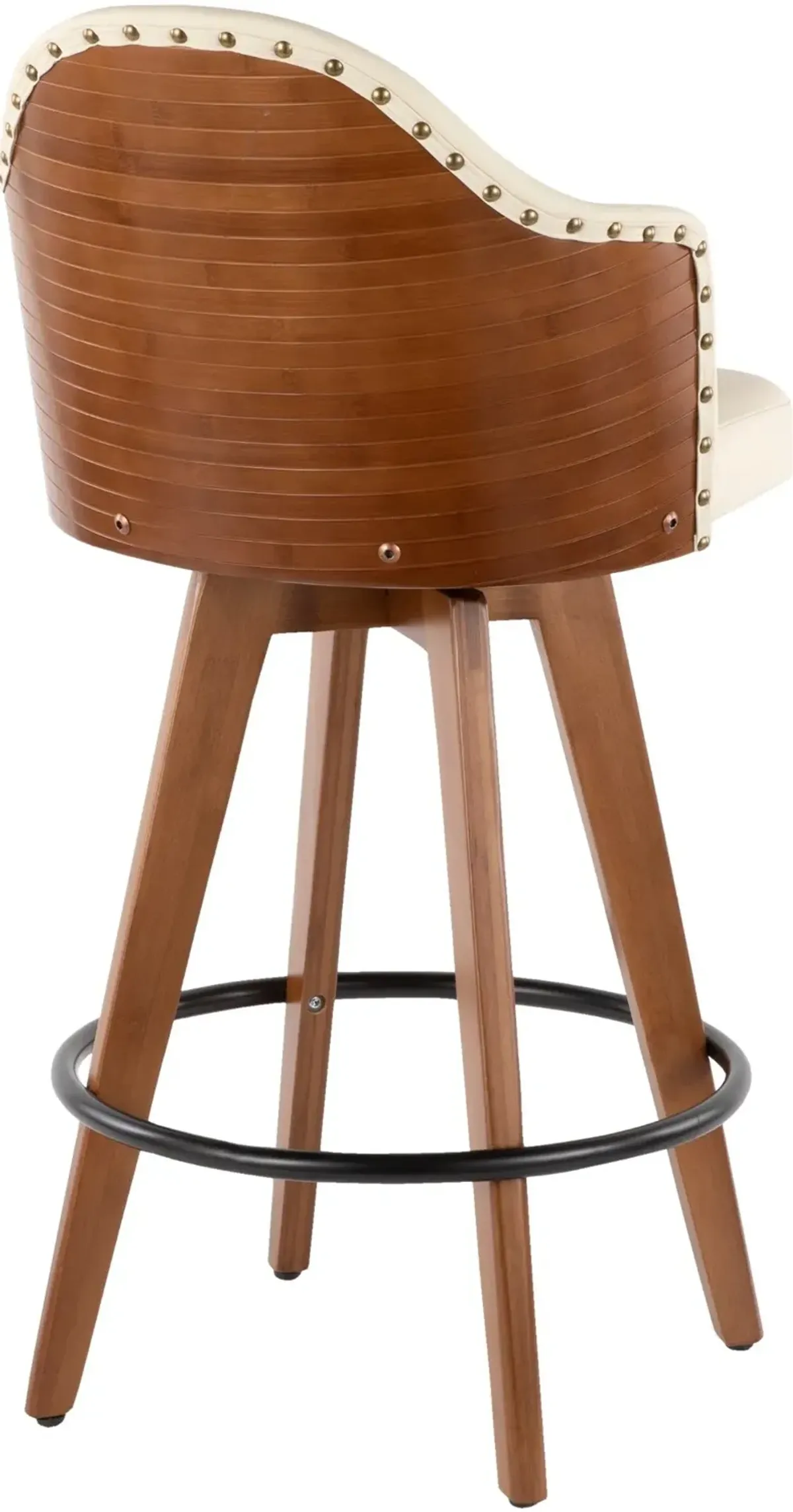 Ahoy Walnut and White 26 Inch Swivel Counter Height Stool