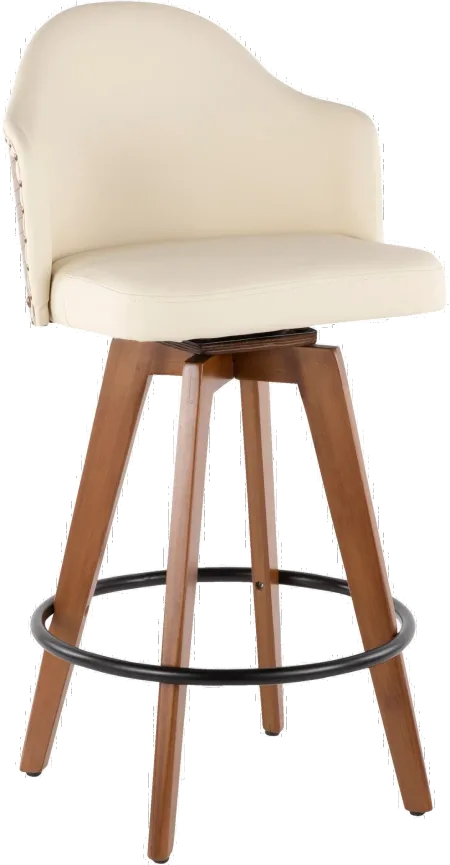Ahoy Walnut and White 26 Inch Swivel Counter Height Stool