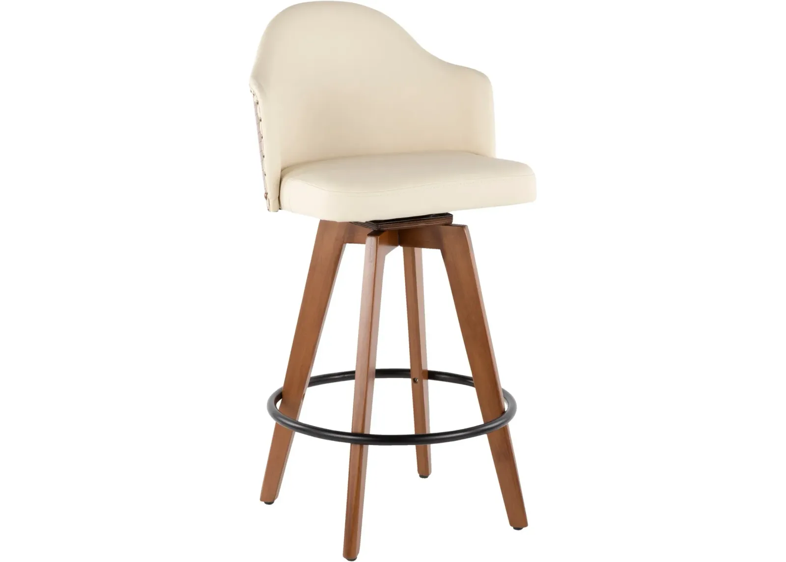 Ahoy Walnut and White 26 Inch Swivel Counter Height Stool