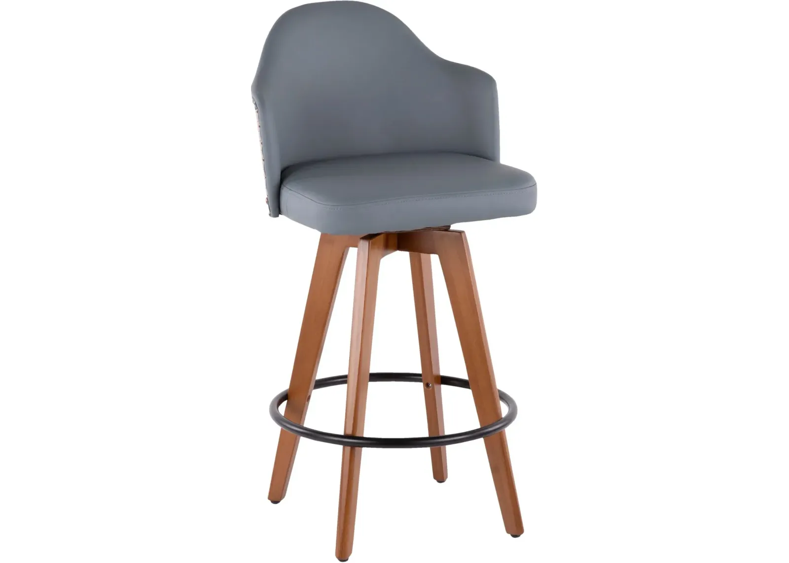 Ahoy Walnut and Gray 26 Inch Swivel Counter Height Stool