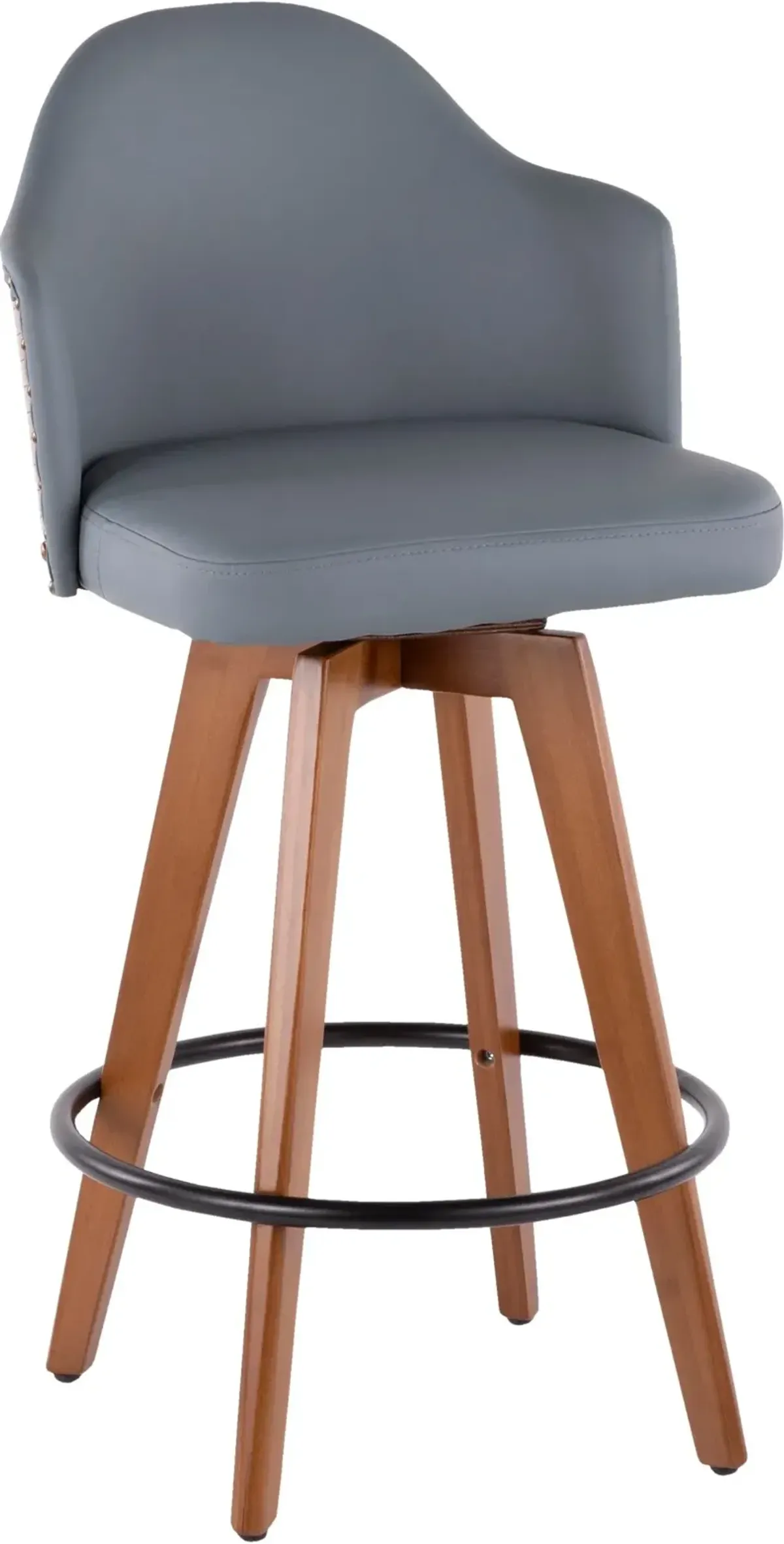 Ahoy Walnut and Gray 26 Inch Swivel Counter Height Stool