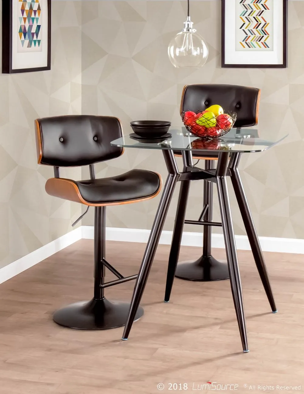 Lombardi Black Adjustable Bar Stool