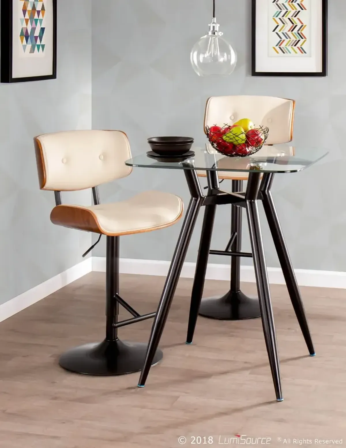 Lombardi Mid Century Modern Adjustable Bar Stool