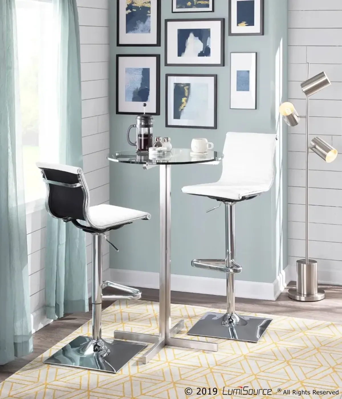 Master White & Chrome Adjustable Bar Stool