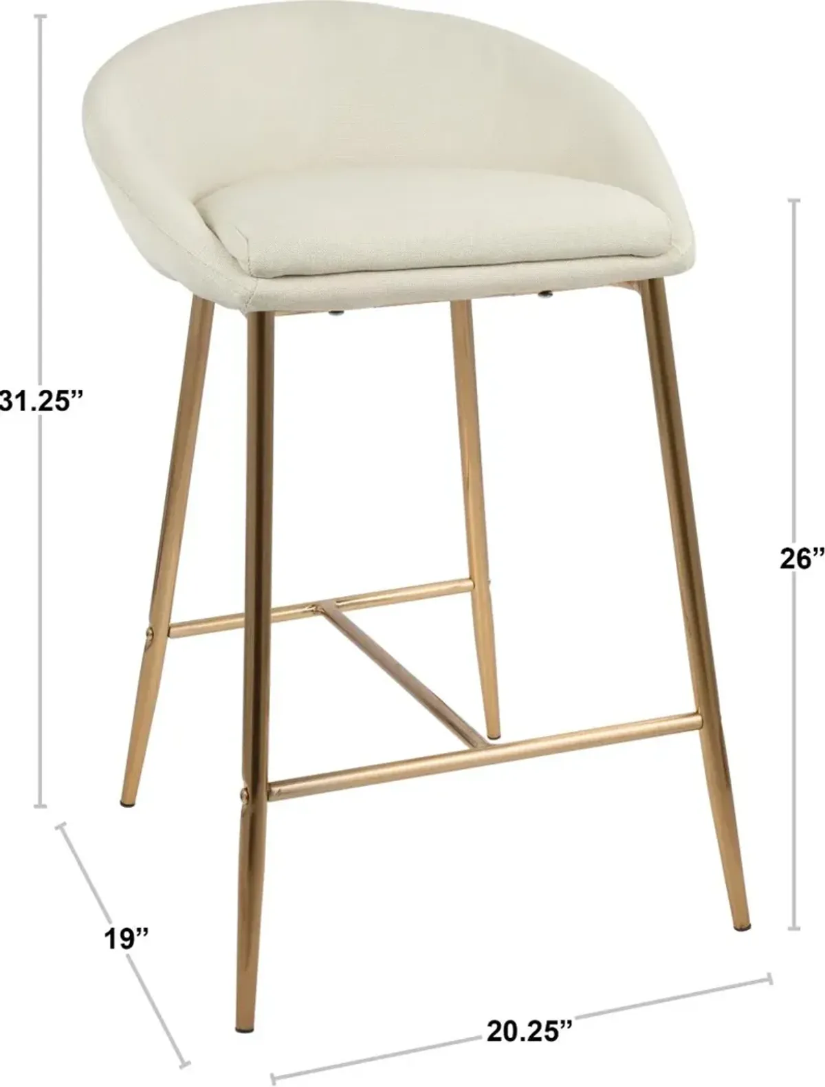 Contemporary Glam Cream and Gold 26 Inch Counter Height Stool (Set...