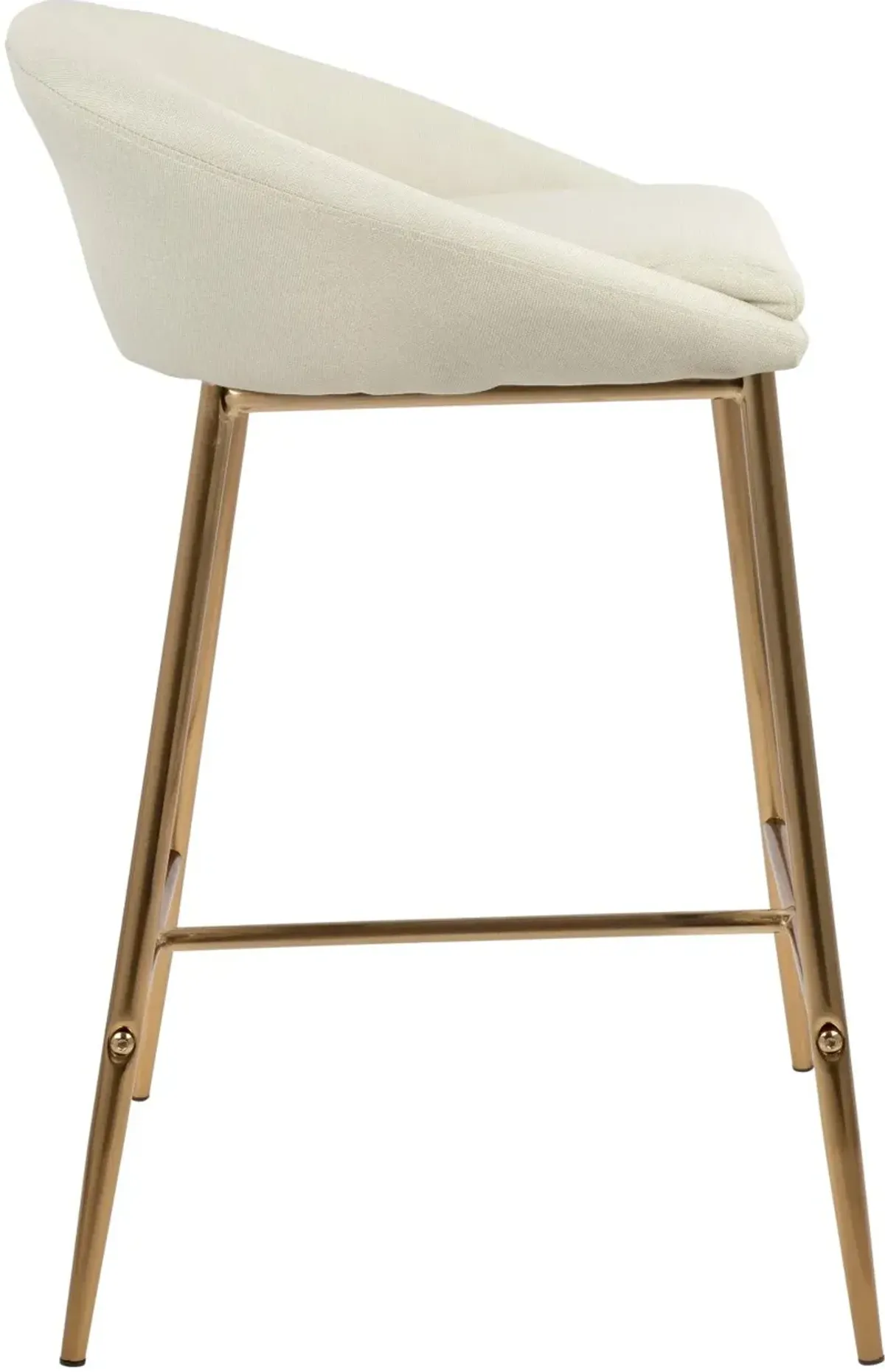 Contemporary Glam Cream and Gold 26 Inch Counter Height Stool (Set of 2) - Matisse