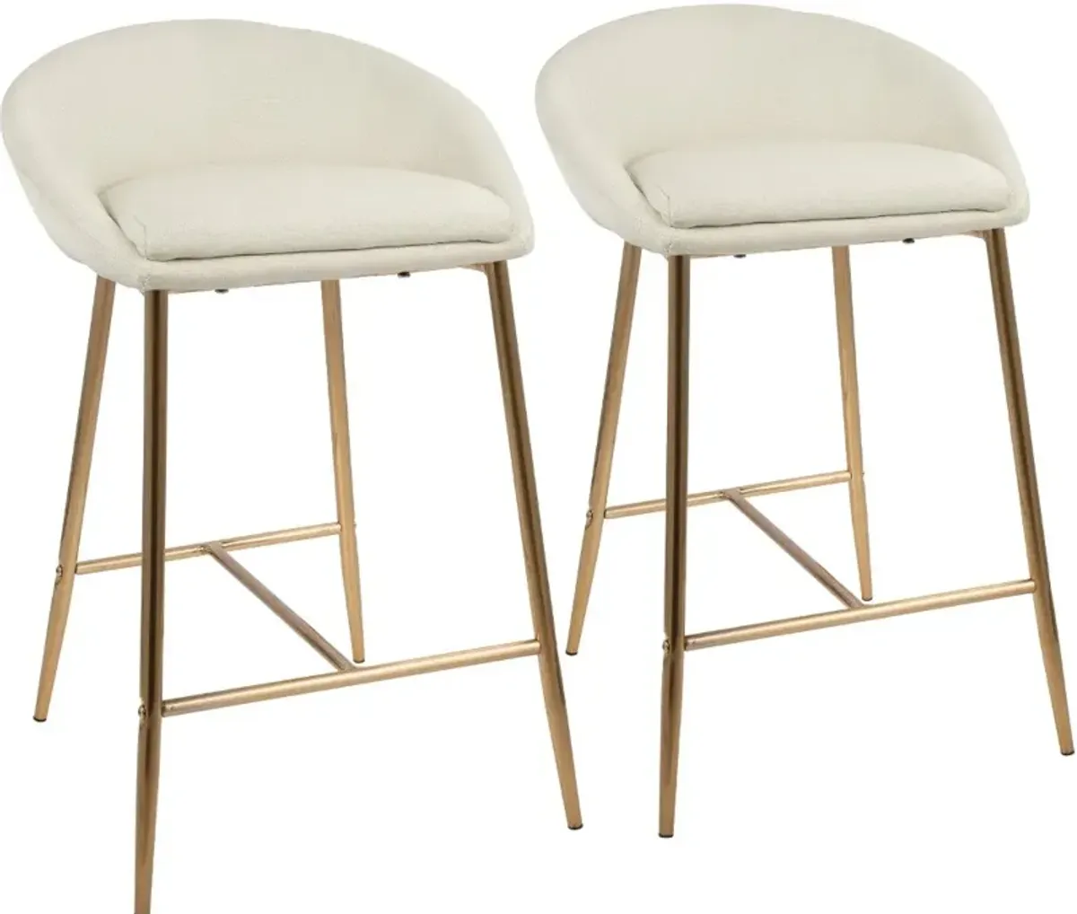 Contemporary Glam Cream and Gold 26 Inch Counter Height Stool (Set of 2) - Matisse