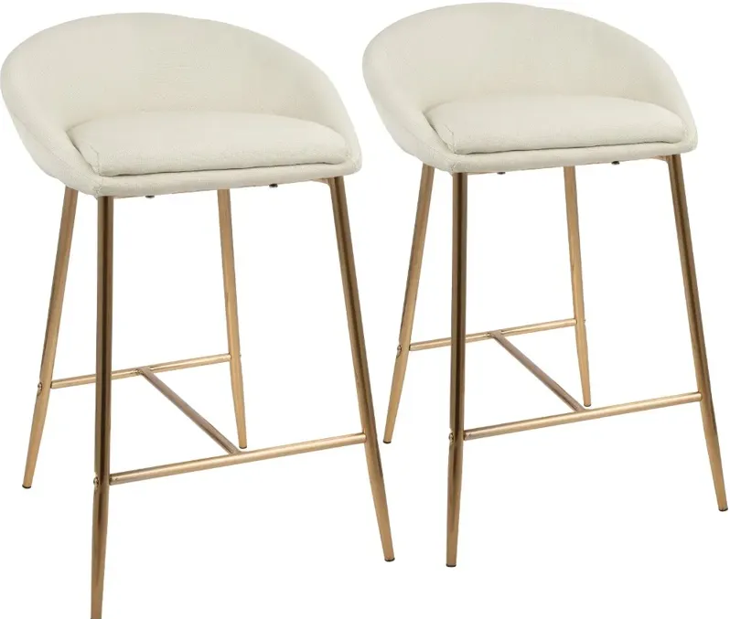 Contemporary Glam Cream and Gold 26 Inch Counter Height Stool (Set...