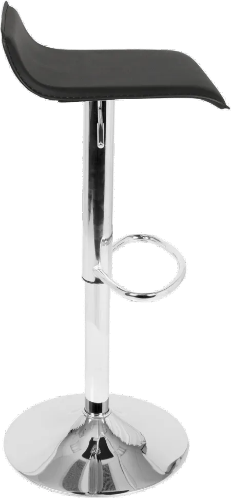 Contemporary Black and Chrome Adjustable Bar Stool (Set of 2) - Ale