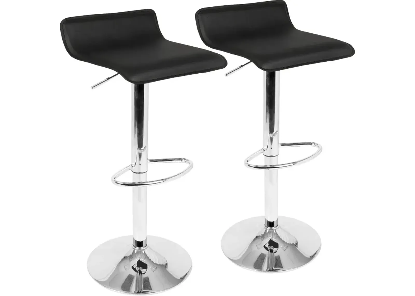 Contemporary Black and Chrome Adjustable Bar Stool (Set of 2) - Ale