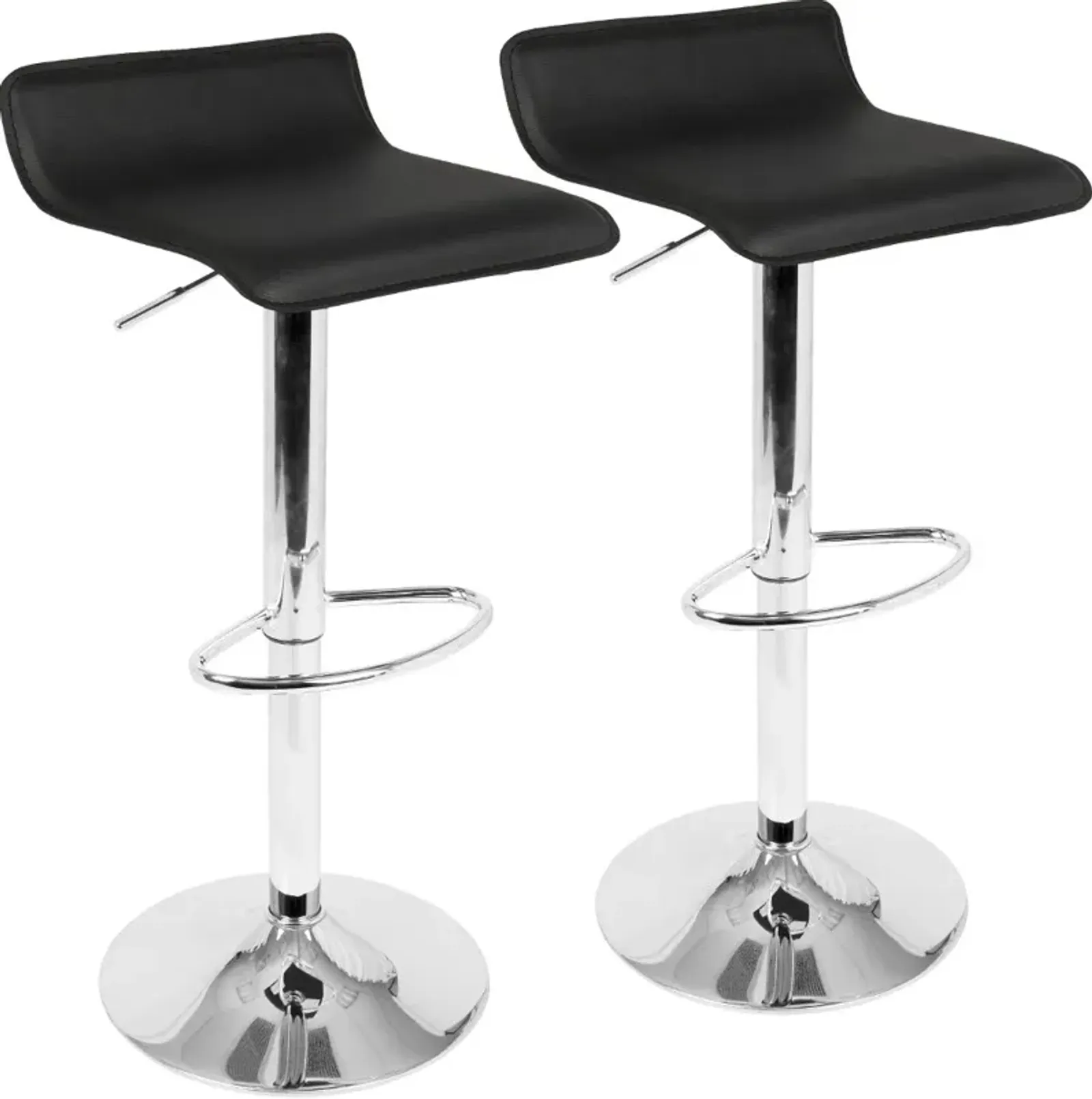 Contemporary Black and Chrome Adjustable Bar Stool (Set of 2) - Ale