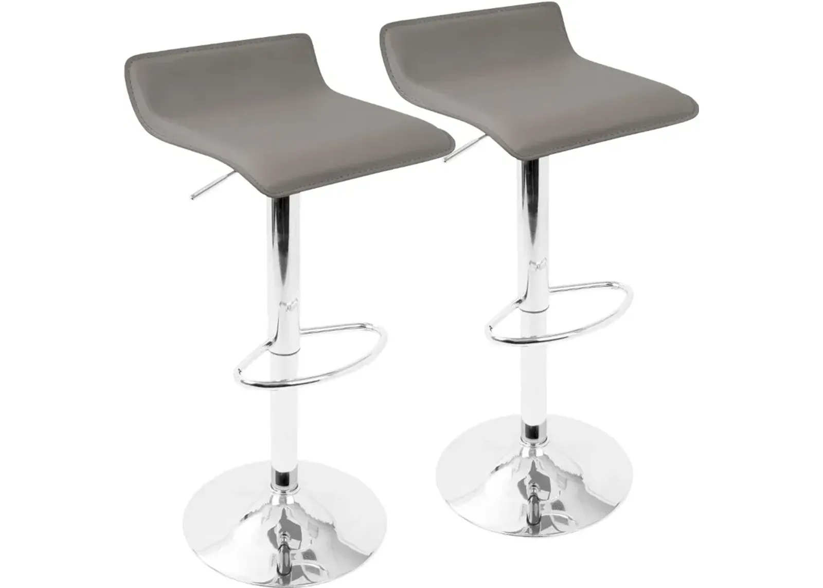 Contemporary Gray and Chrome Adjustable Bar Stool (Set of 2) - Ale