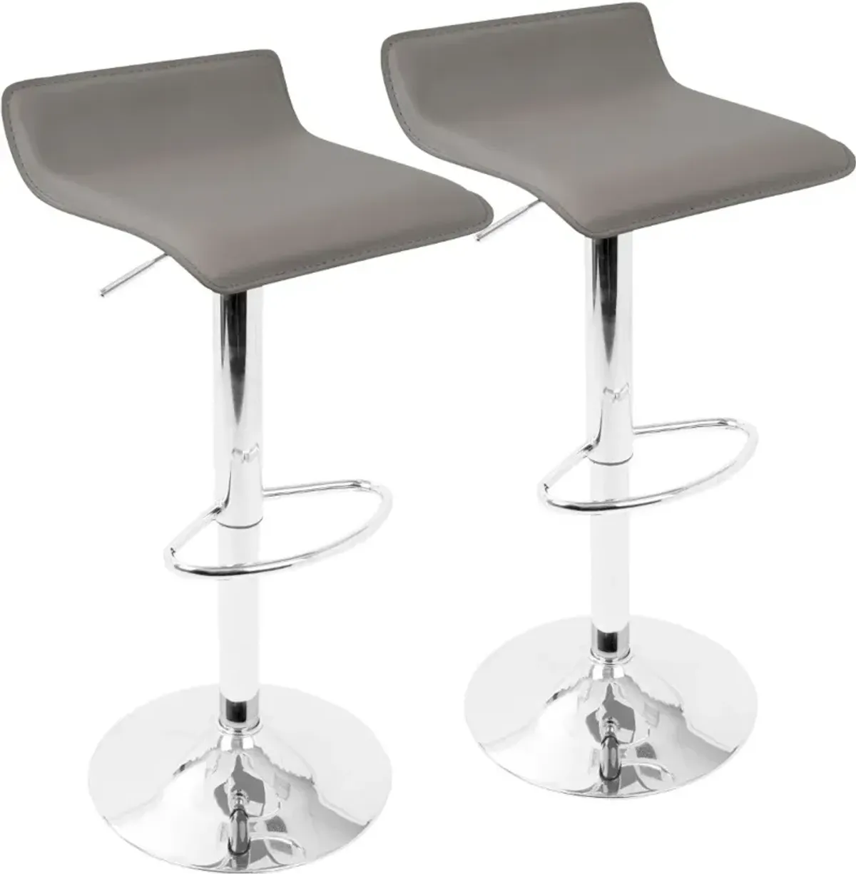 Contemporary Gray and Chrome Adjustable Bar Stool (Set of 2) - Ale