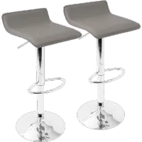 Contemporary Gray and Chrome Adjustable Bar Stool (Set of 2) - Ale