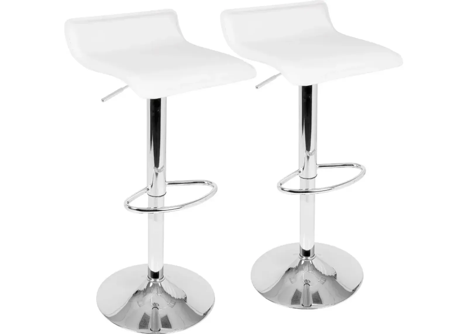 Contemporary White and Chrome Adjustable Bar Stool (Set of 2) - Ale