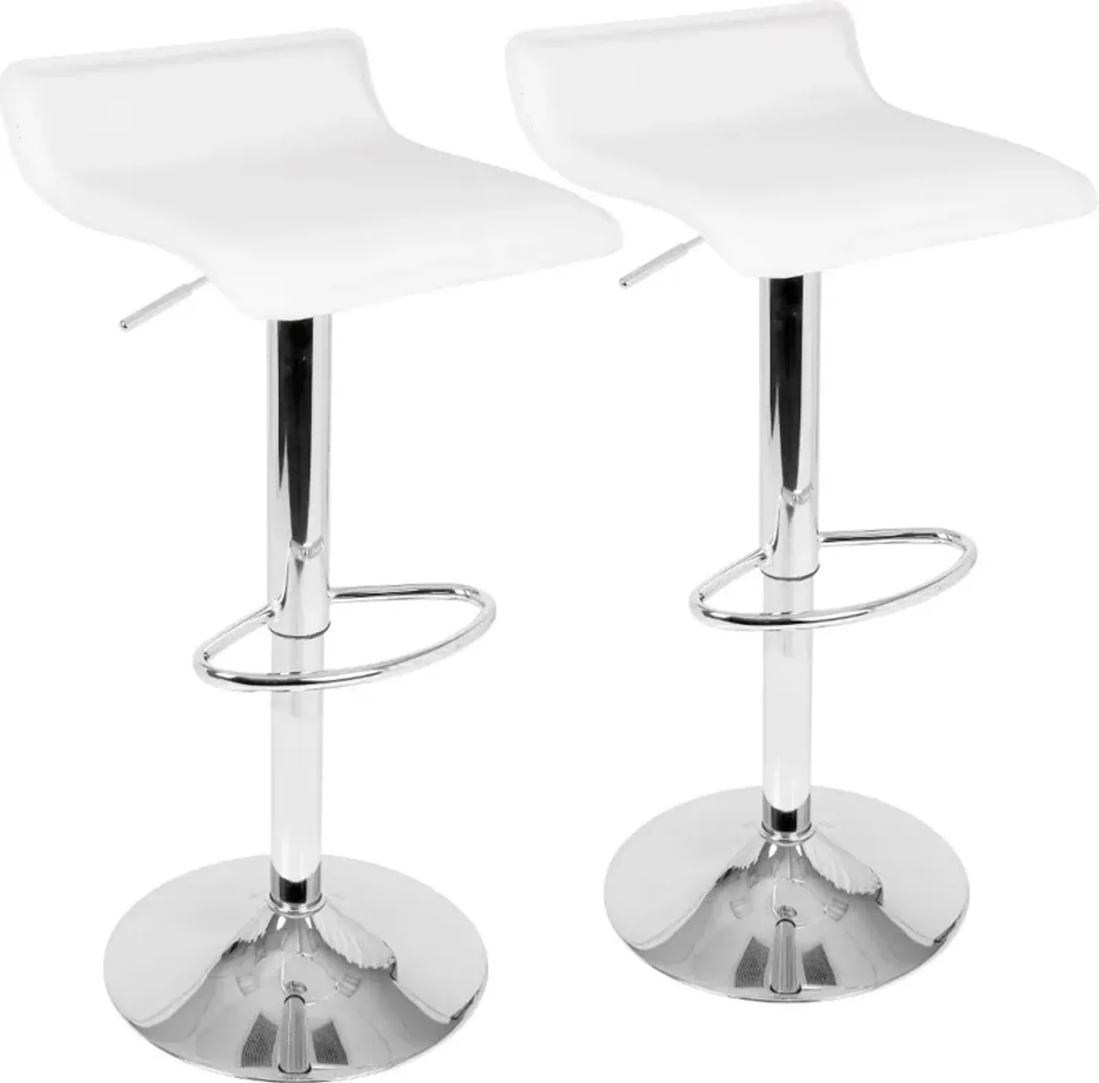 Contemporary White and Chrome Adjustable Bar Stool (Set of 2) - Ale