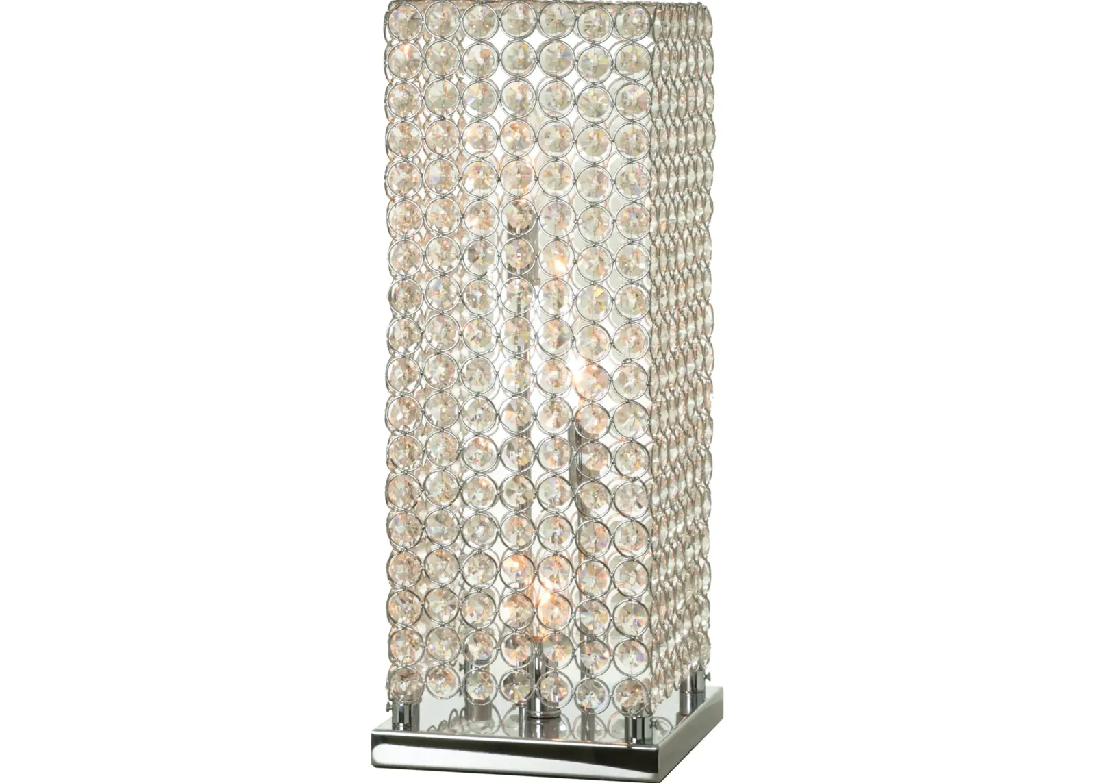 Metal-Chrome Table Lamp with Crystal Shade