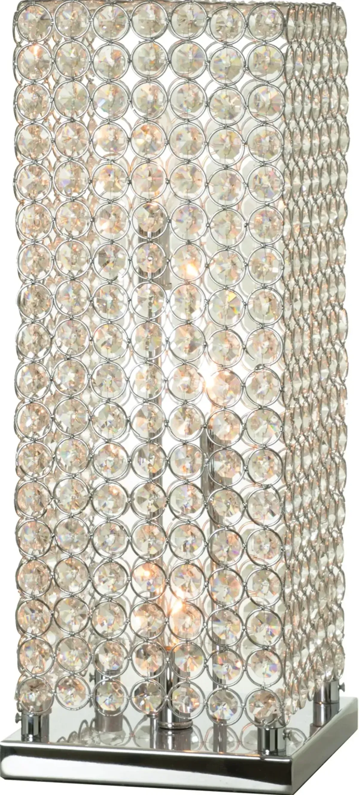 Metal-Chrome Table Lamp with Crystal Shade