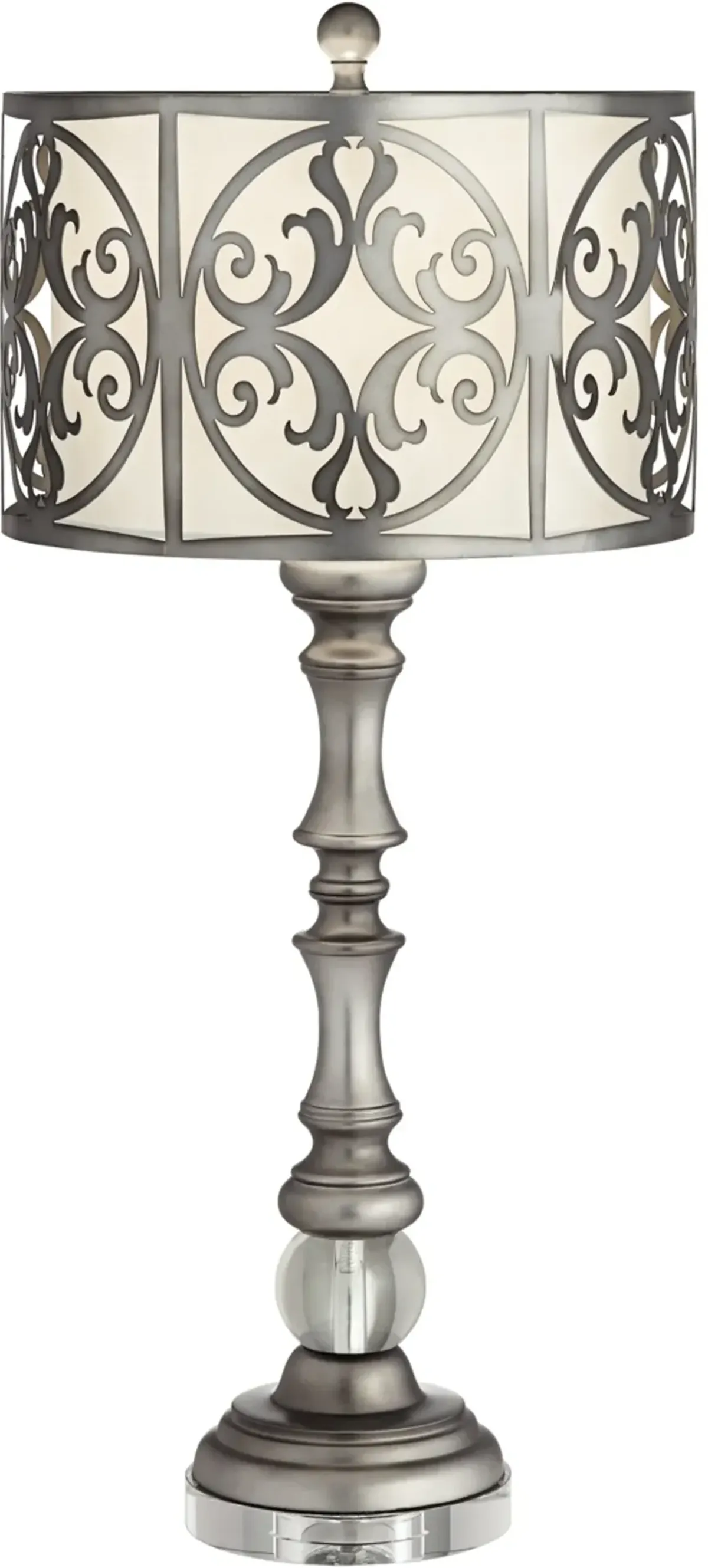 Traditional Gun Metal and Crystal Table Lamp - Vernon