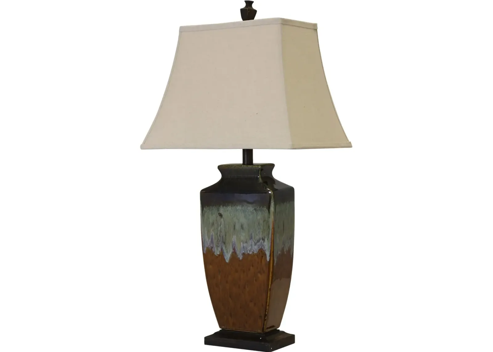 Brown, Navy, Green and Blue Reactive Glaze Ceramic Table Lamp