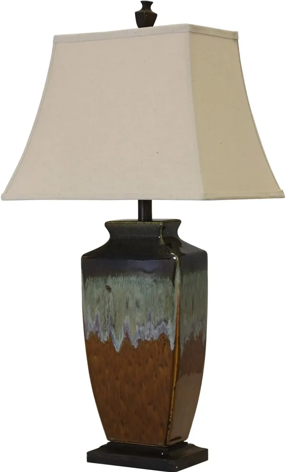 Brown, Navy, Green and Blue Reactive Glaze Ceramic Table Lamp