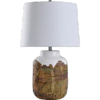 Rustic Earth Tone Textured Ceramic Table Lamp - Canyon