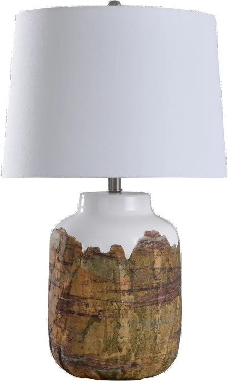 Rustic Earth Tone Textured Ceramic Table Lamp - Canyon