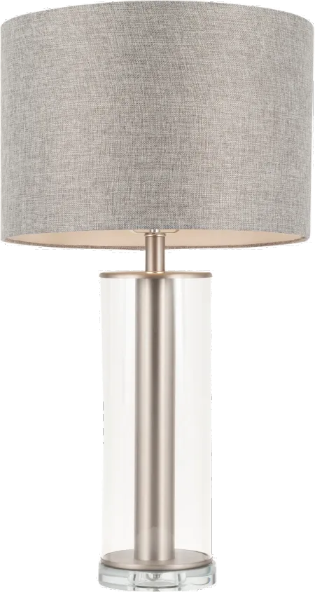 Brushed Nickel Metal Table Lamp with Glass Base - Glacier