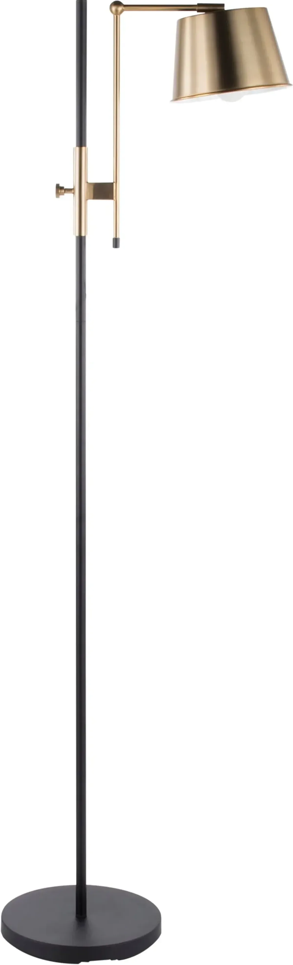 Antique Brass and Black Industrial Floor Lamp - Metric