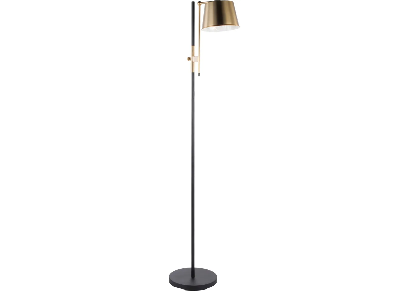 Antique Brass and Black Industrial Floor Lamp - Metric