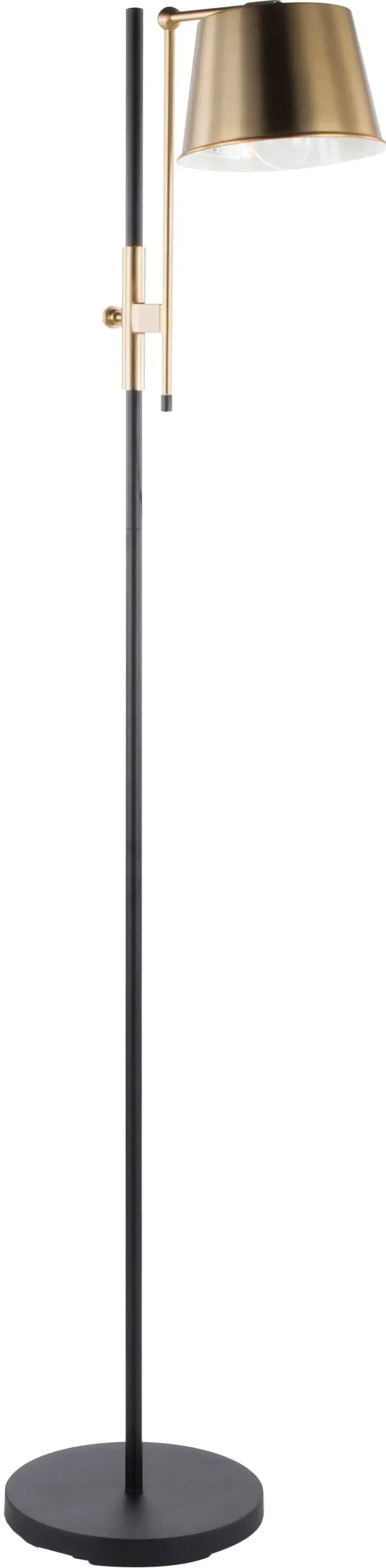 Antique Brass and Black Industrial Floor Lamp - Metric