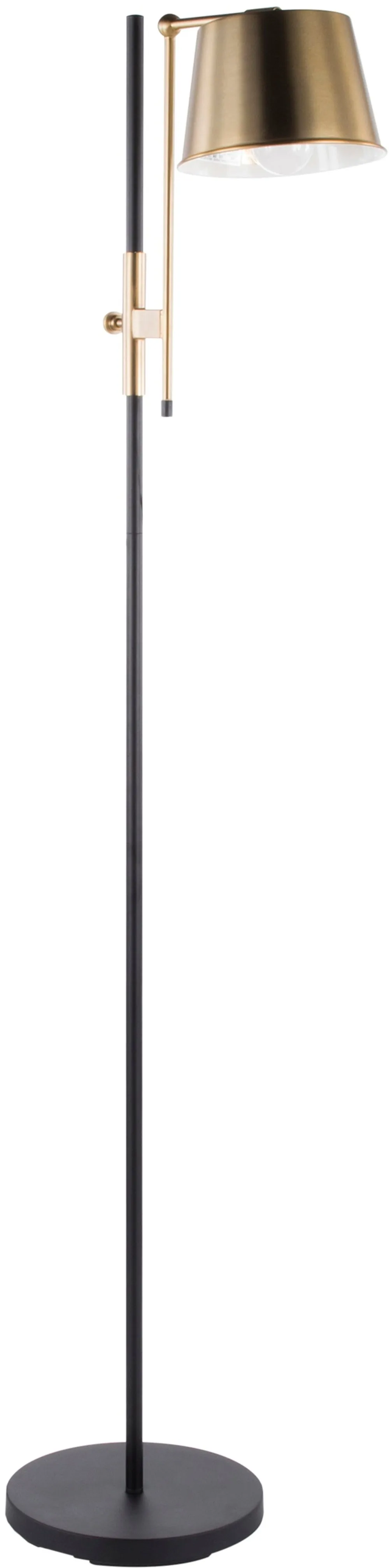 Antique Brass and Black Industrial Floor Lamp - Metric