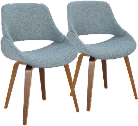 Fabrizzi Blue and Walnut Dining Room Chair (Set of 2)