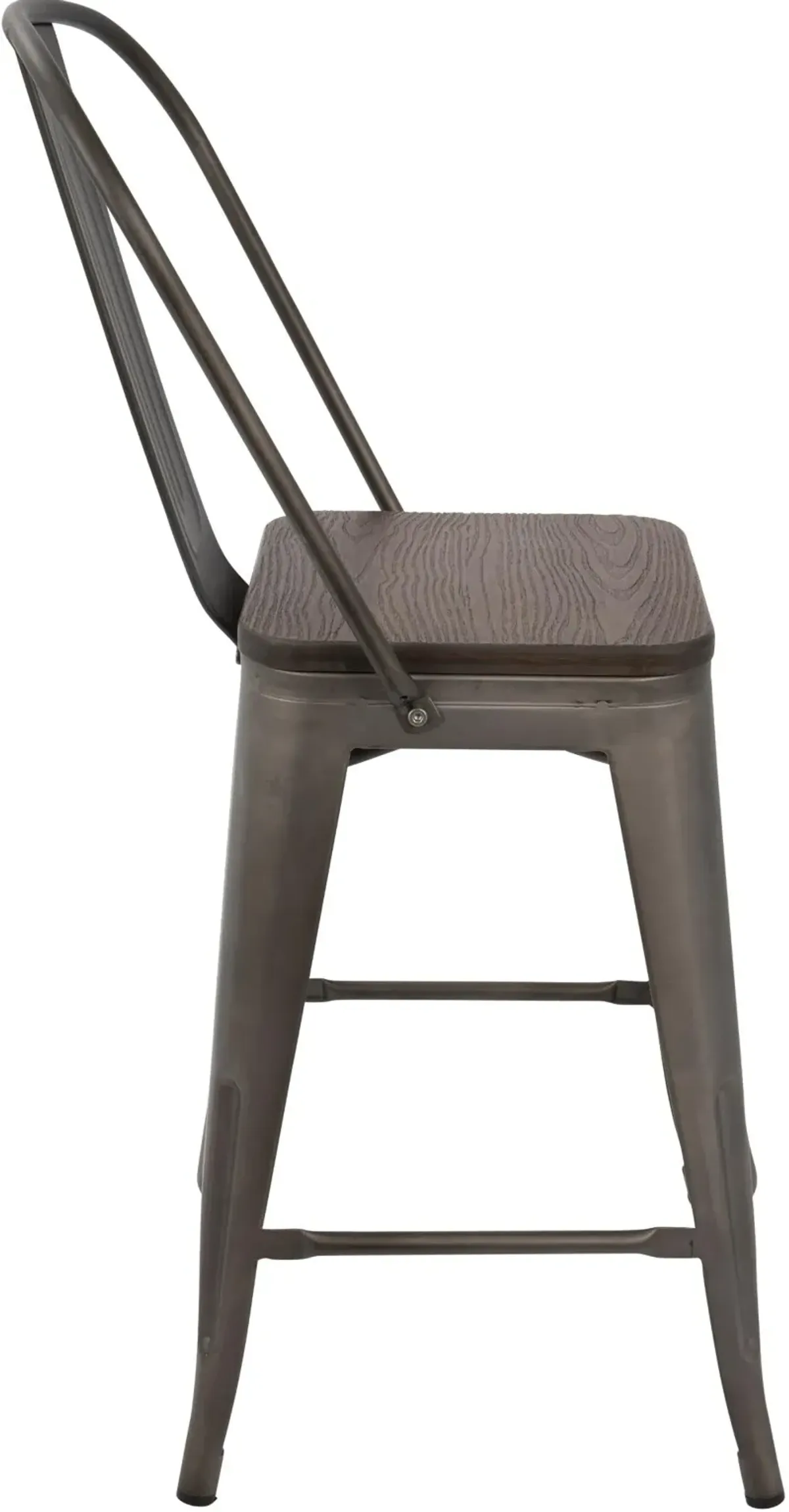 Oregon Metal and Espresso Counter Height Stool, Set of 2