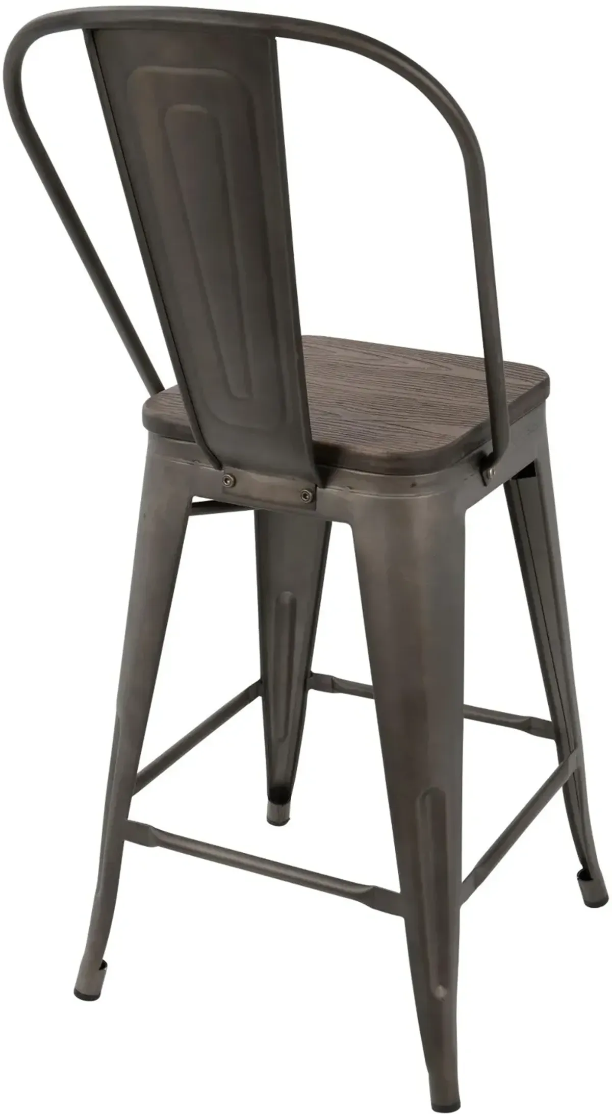 Oregon Metal and Espresso Counter Height Stool, Set of 2