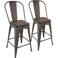 Oregon Metal and Espresso Counter Height Stool, Set of 2
