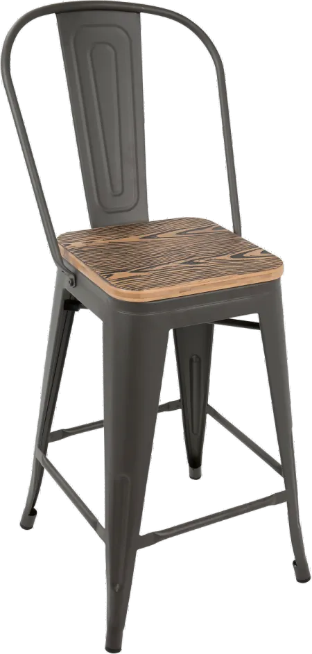Oregon Gray and Brown Counter Height Stool, Set of 2