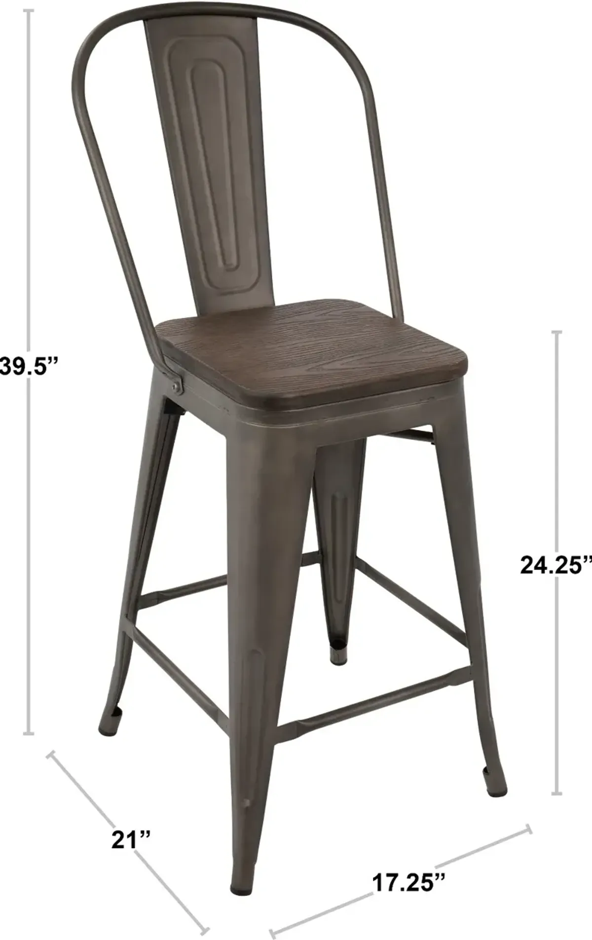 Oregon Gray and Brown Counter Height Stool, Set of 2