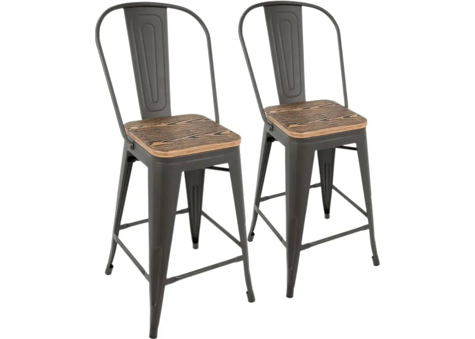 Oregon Gray and Brown Counter Height Stool, Set of 2