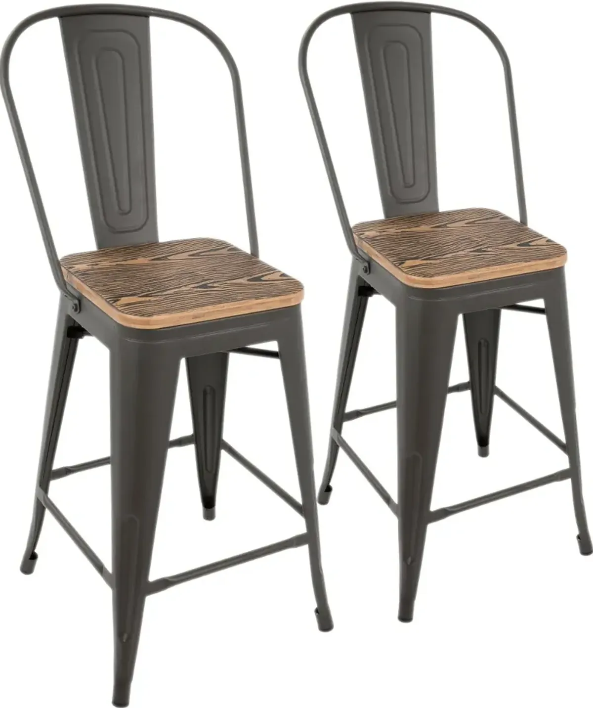 Oregon Gray and Brown Counter Height Stool, Set of 2