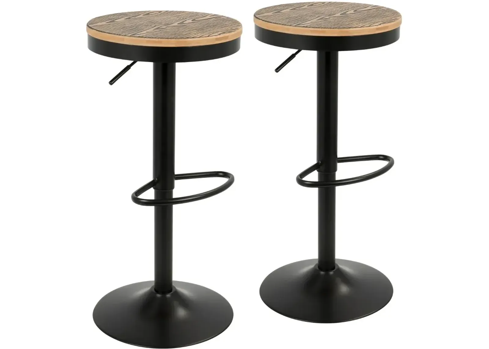 Dakota Black Adjustable Bar Stool, Set of 2