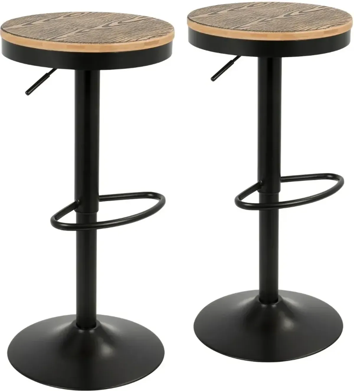 Dakota Black Adjustable Bar Stool, Set of 2