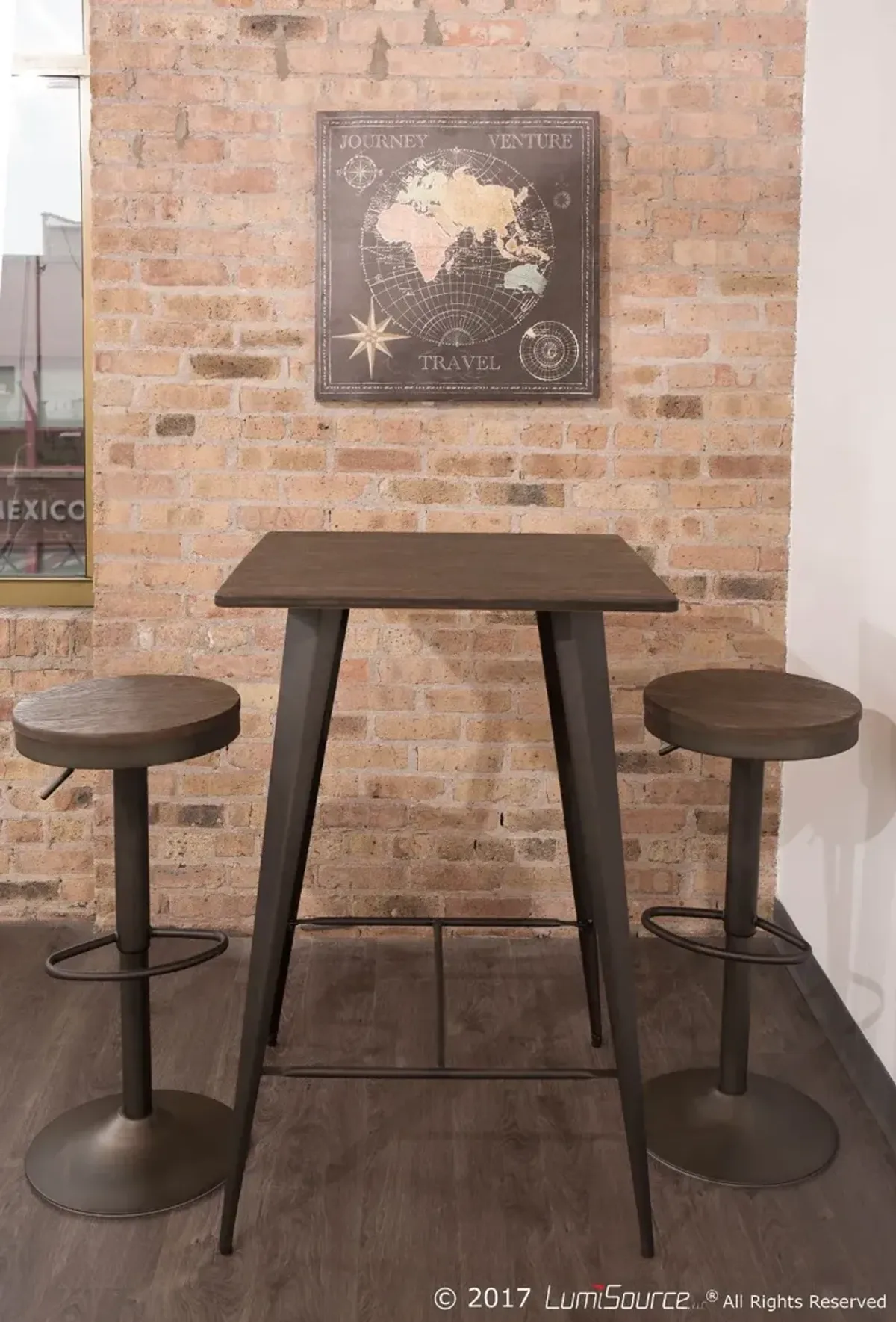 Dakota Espresso Round Adjustable Bar Stool, Set of 2