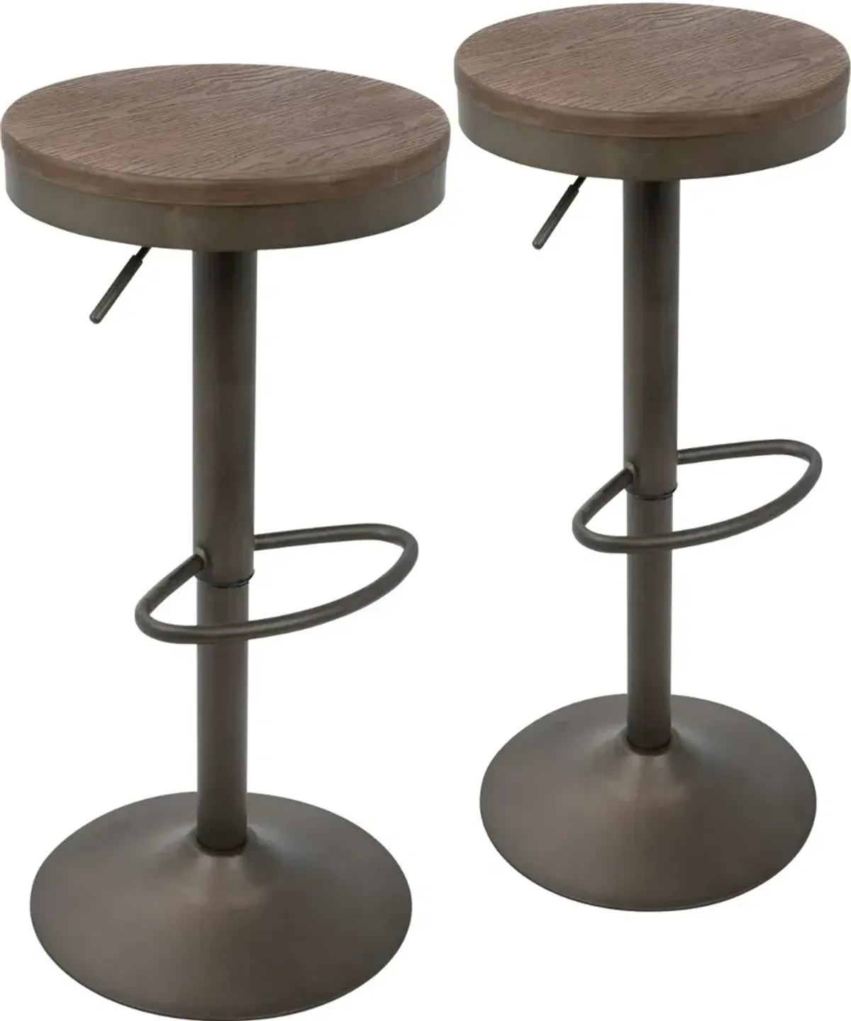 Dakota Espresso Round Adjustable Bar Stool, Set of 2