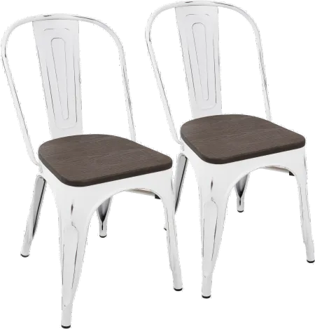 Oregon White and Brown Dining Room Chair, Set of 2