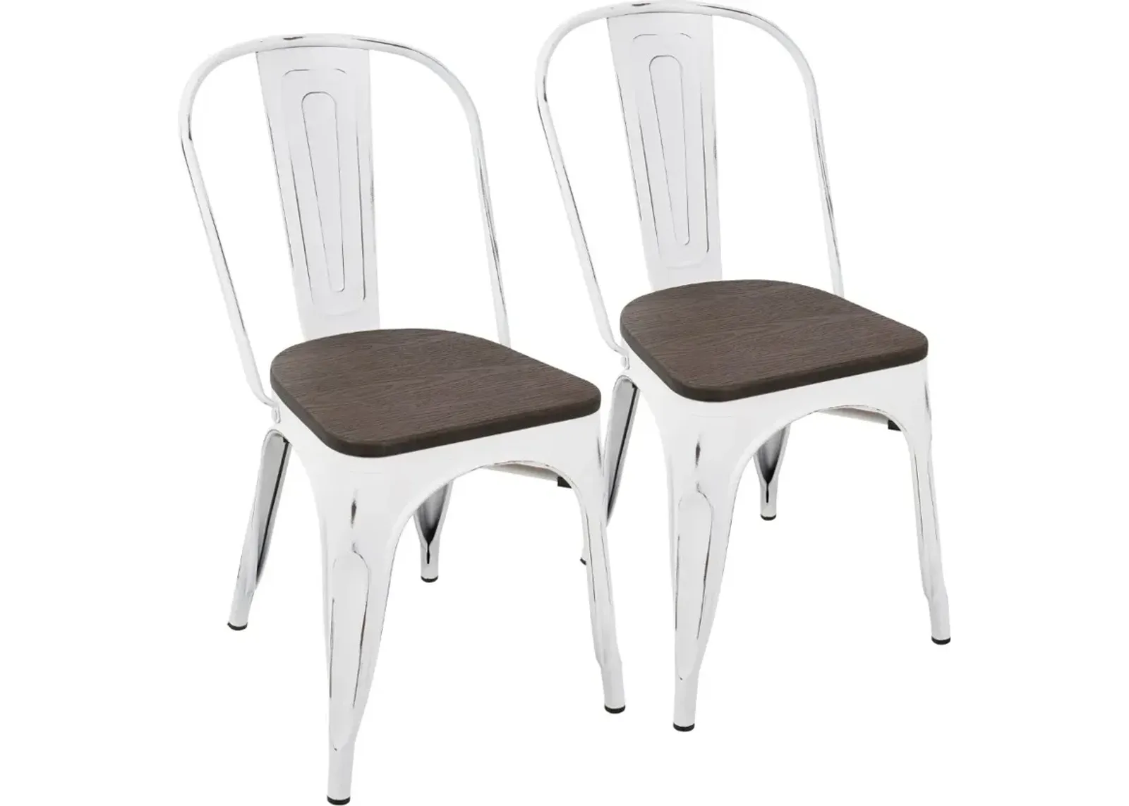 Oregon White and Brown Dining Room Chair, Set of 2