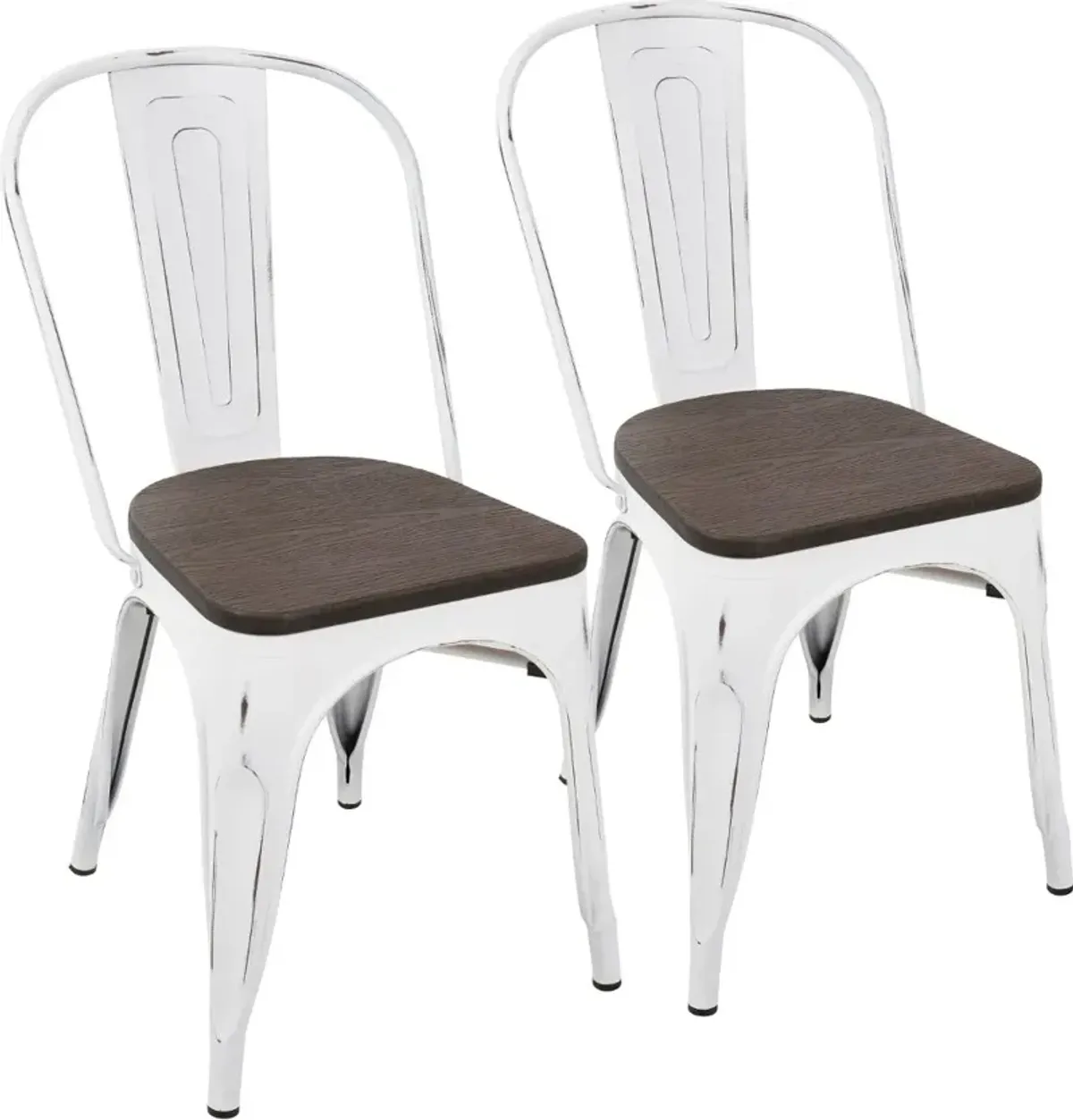 Oregon White and Brown Dining Room Chair, Set of 2